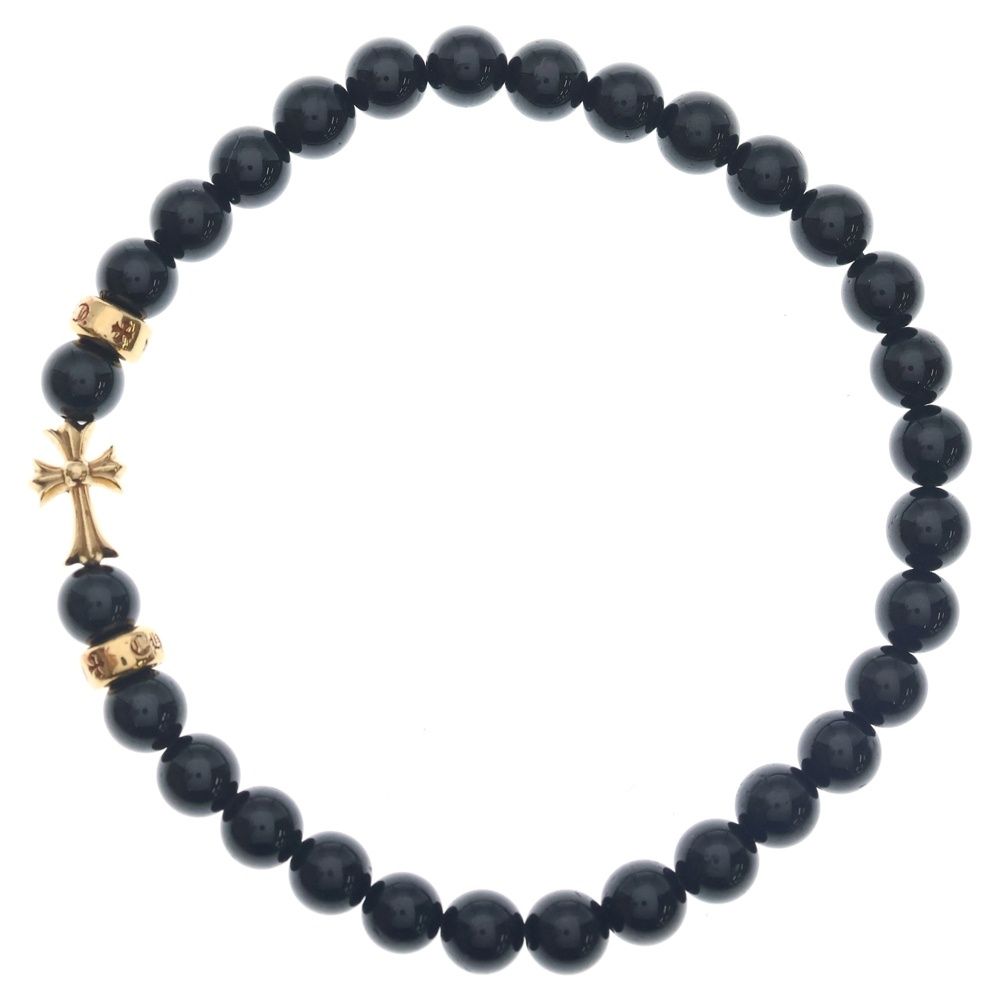Chrome Hearts 22k 6 mm Bead Bracelet Stack Cross MM Black