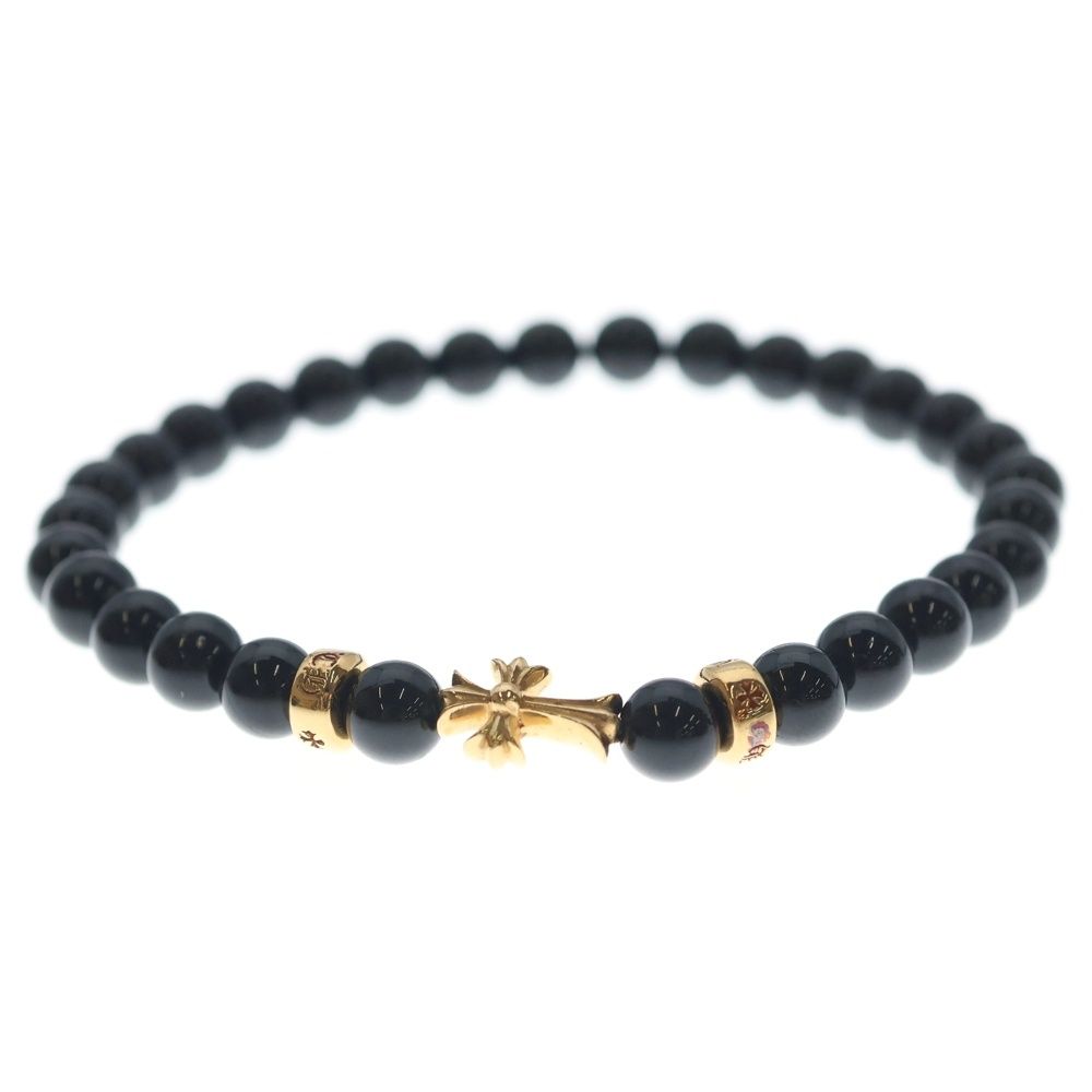 Chrome Hearts 22k 6 mm Bead Bracelet Stack Cross MM Black