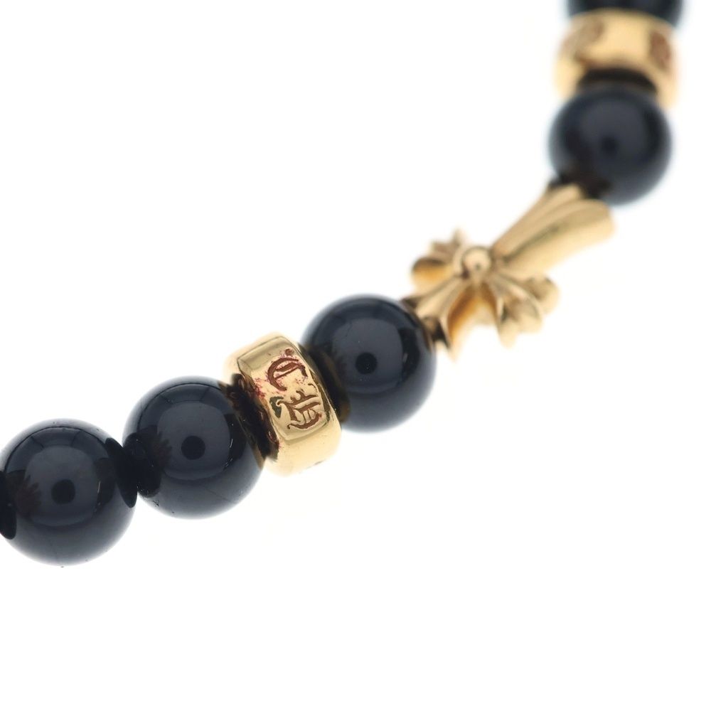 Chrome Hearts 22k 6 mm Bead Bracelet Stack Cross MM Black