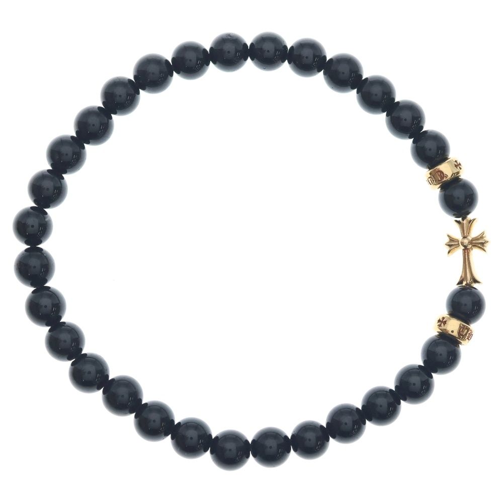 Chrome Hearts 22k 6 mm Bead Bracelet Stack Cross MM Black