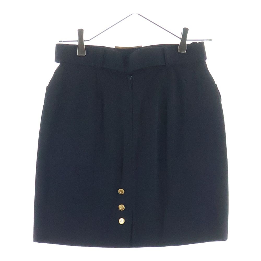 Chanel Coco Button Buckle Skirt Navy