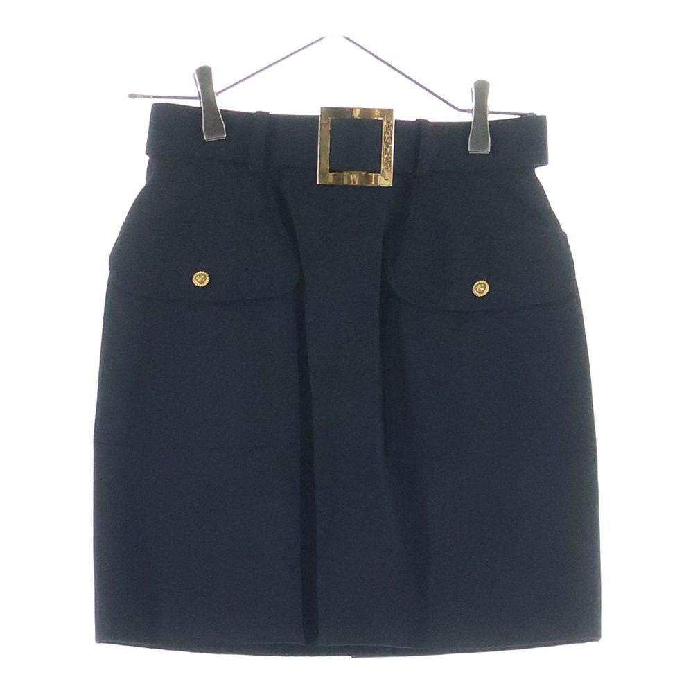 Chanel Coco Button Buckle Skirt Navy