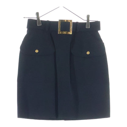 Chanel Coco Button Buckle Skirt Navy