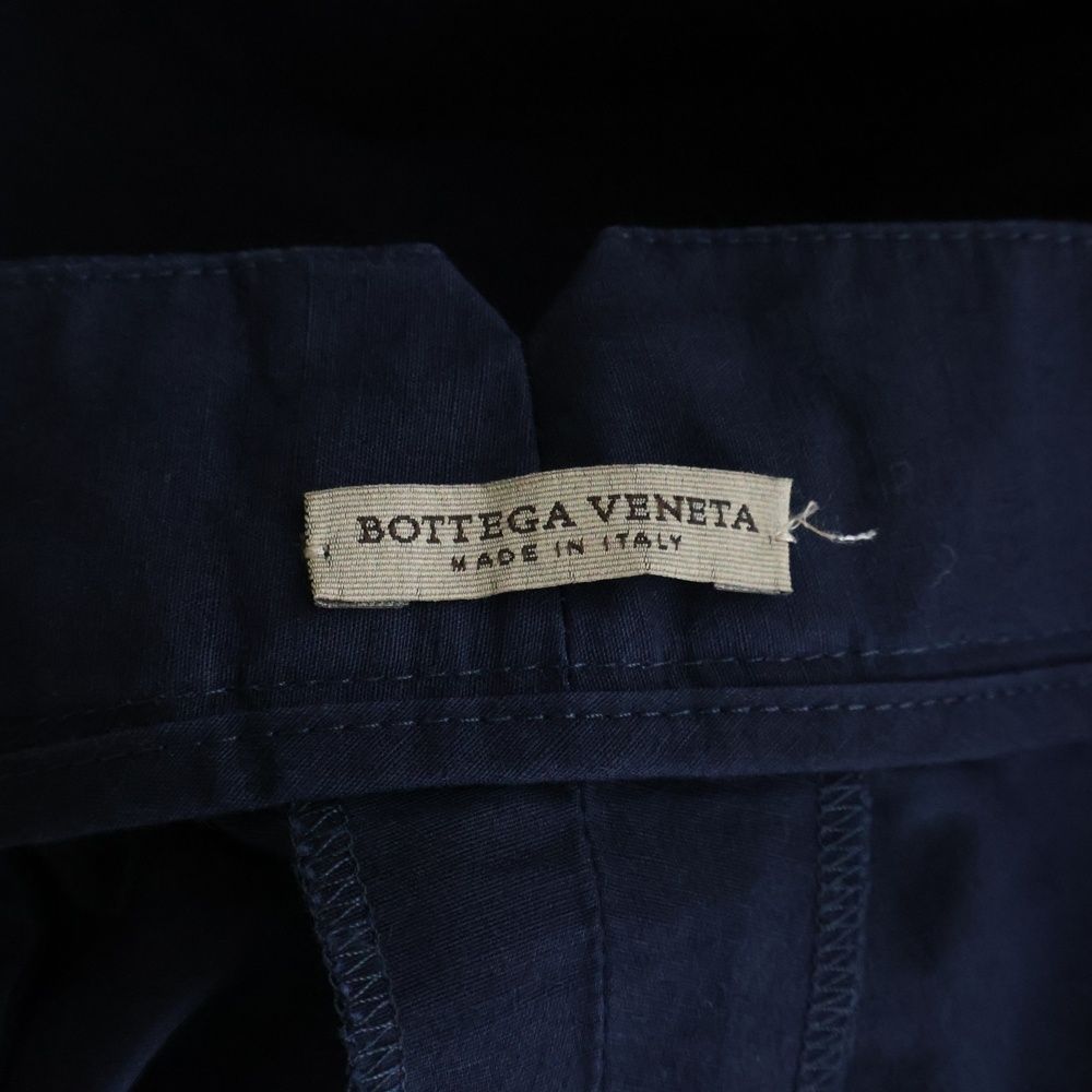 Bottega Veneta Linen Blend Button Fly Straight Trousers Pants Navy