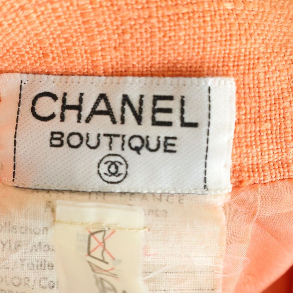 Chanel Linen Tight Mini Skirt Orange