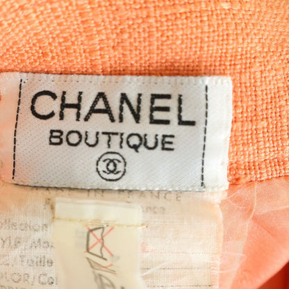 Chanel Linen Tight Mini Skirt Orange