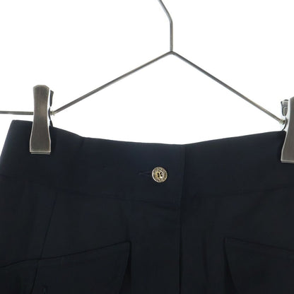 Chanel Gold Button Pleated Culottes Half Shorts Skirt Black