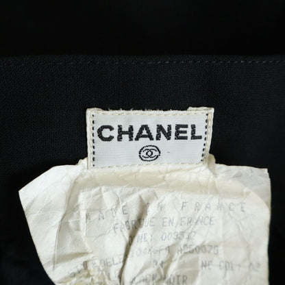 Chanel Gold Button Pleated Culottes Half Shorts Skirt Black