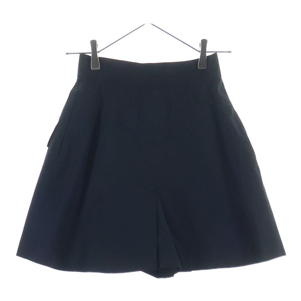 Chanel Gold Button Pleated Culottes Half Shorts Skirt Black