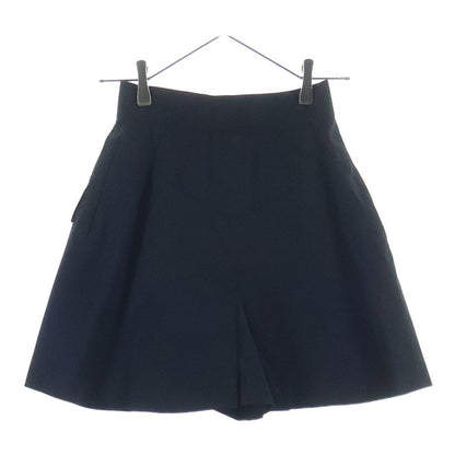 Chanel Gold Button Pleated Culottes Half Shorts Skirt Black
