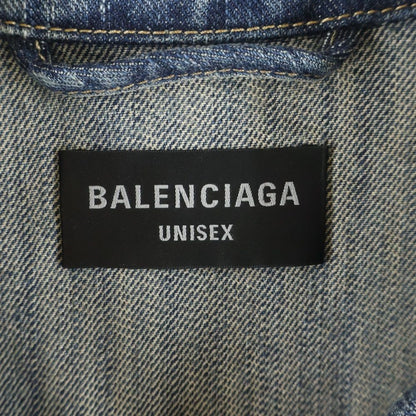 Balenciaga Distressed Graffiti Decoration Denim Jacket Sequin Indigo