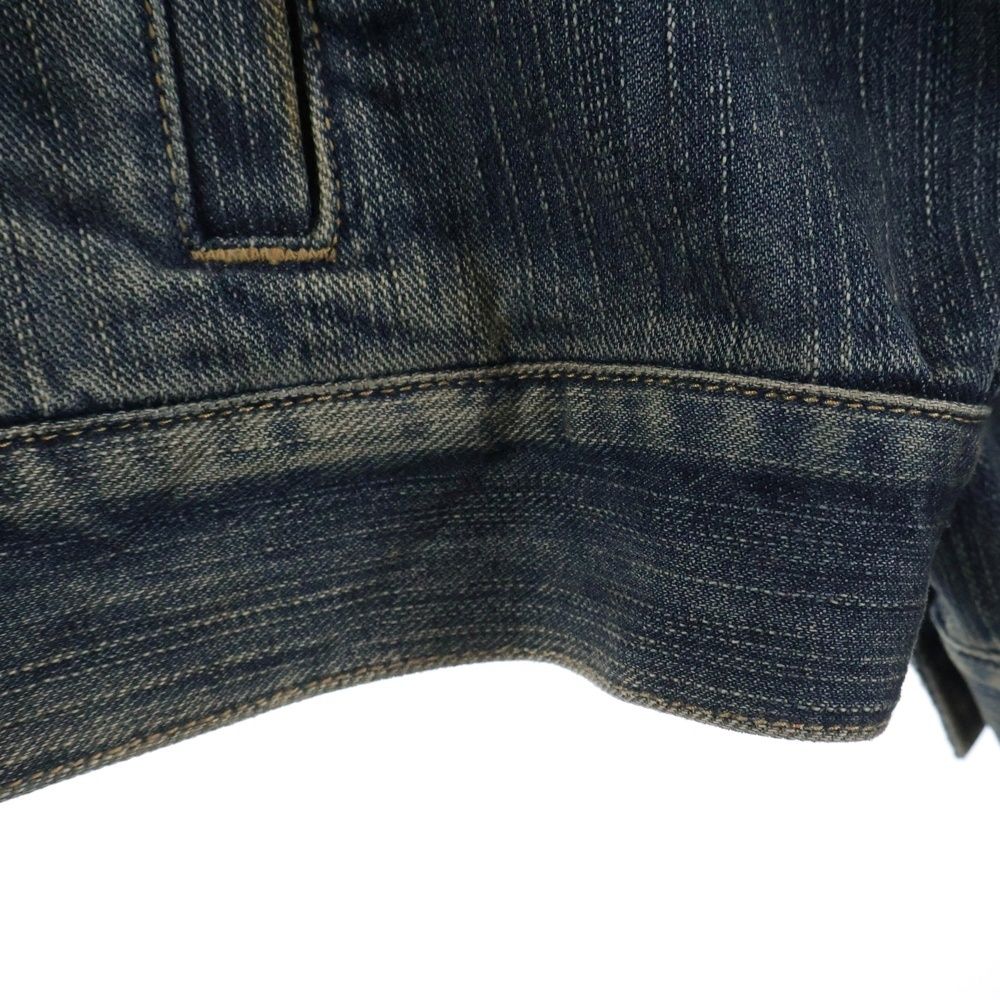 Balenciaga Distressed Graffiti Decoration Denim Jacket Sequin Indigo