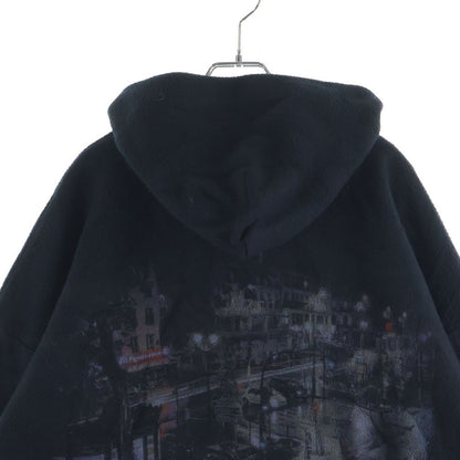 Balenciaga Zip Up Hoodie Afleece Zip Up Back Logo Jacket Black