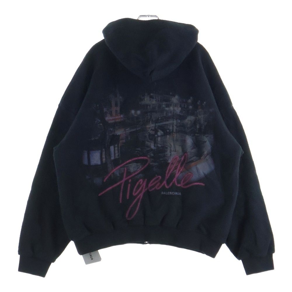Balenciaga Zip Up Hoodie Afleece Zip Up Back Logo Jacket Black