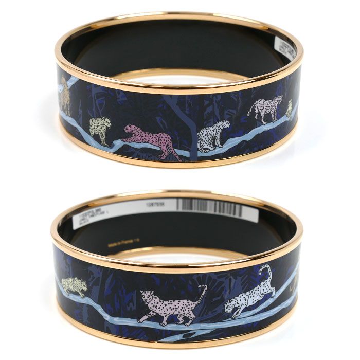 Hermes Enamel GM Jungle Camouflage Bangle Bracelet