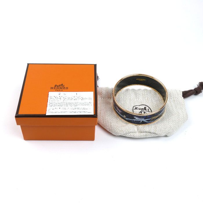 Hermes Enamel GM Jungle Camouflage Bangle Bracelet
