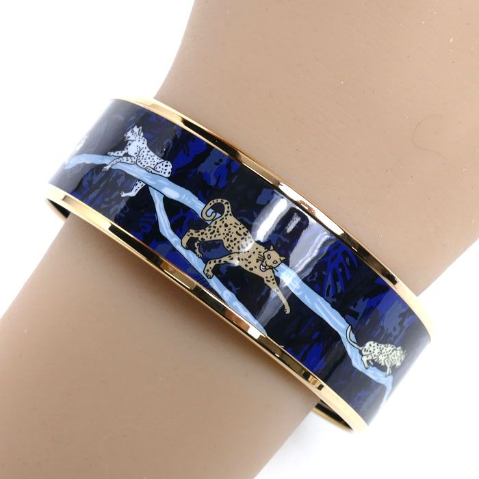 Hermes Enamel GM Jungle Camouflage Bangle Bracelet