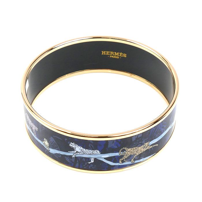 Hermes Enamel GM Jungle Camouflage Bangle Bracelet