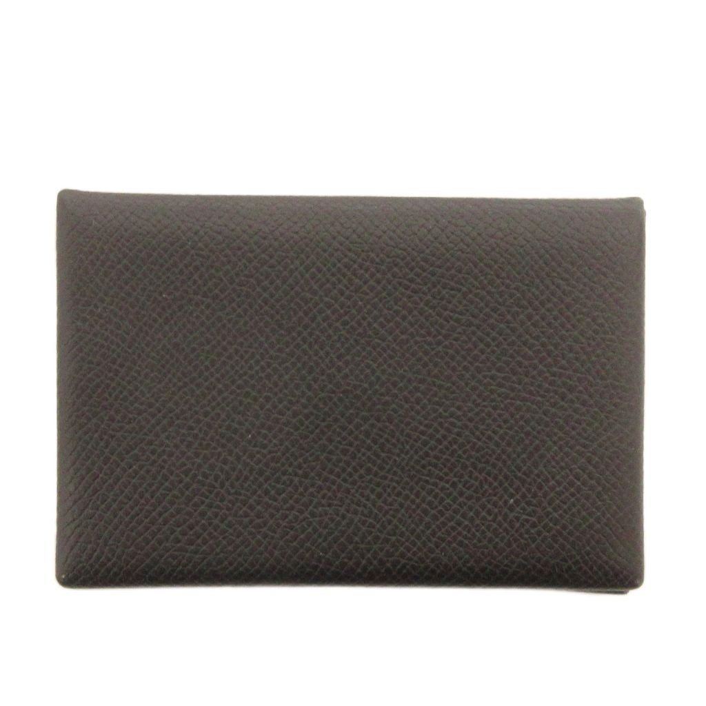 Hermes Calvi Epsom Card Case Business Holder Leather Black