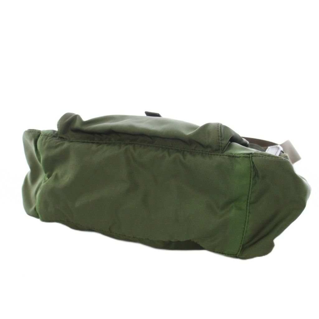 Prada Tessuto Zip Top Cross Triangle Logo Nylon Green TK OH MU Shoulder Bag