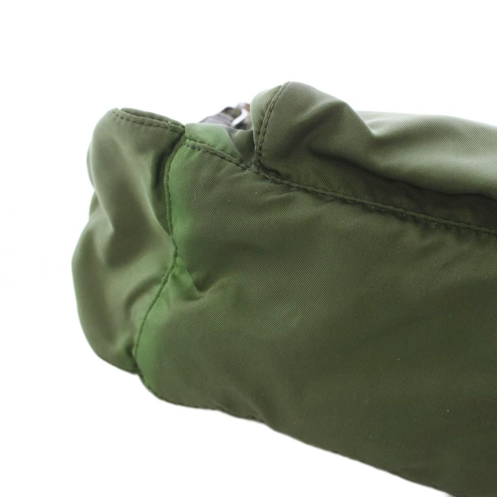 Prada Tessuto Zip Top Cross Triangle Logo Nylon Green TK OH MU Shoulder Bag