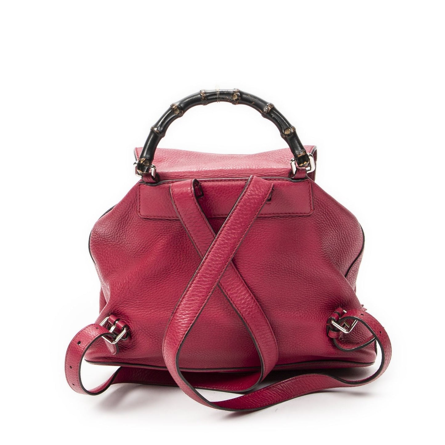 Gucci Bamboo Backpack Tassel Fuchsia Pink Gray Calfskin Leather