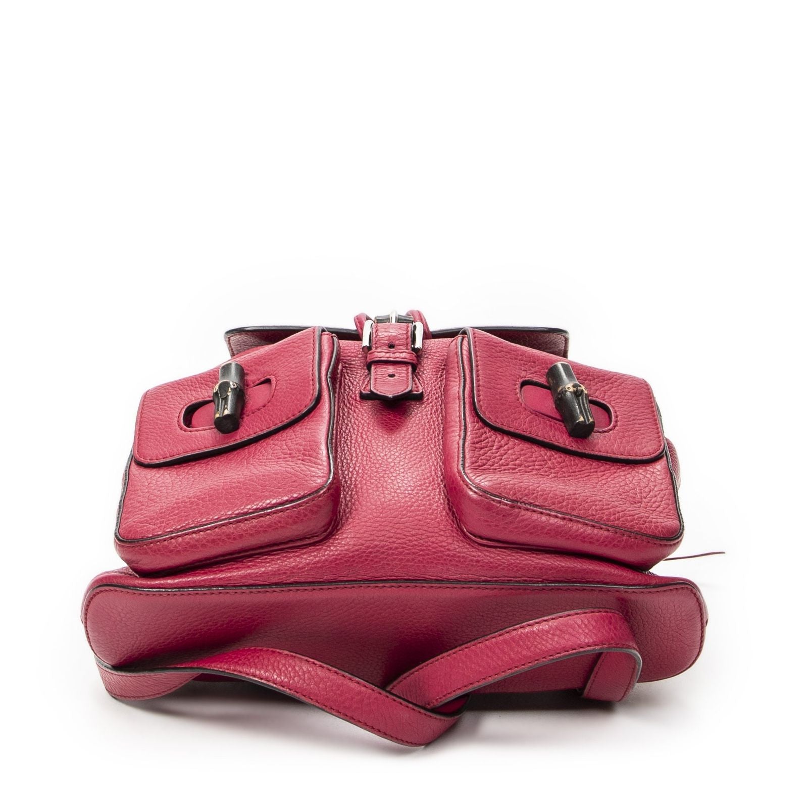 Gucci Bamboo Backpack Tassel Fuchsia Pink Gray Calfskin Leather