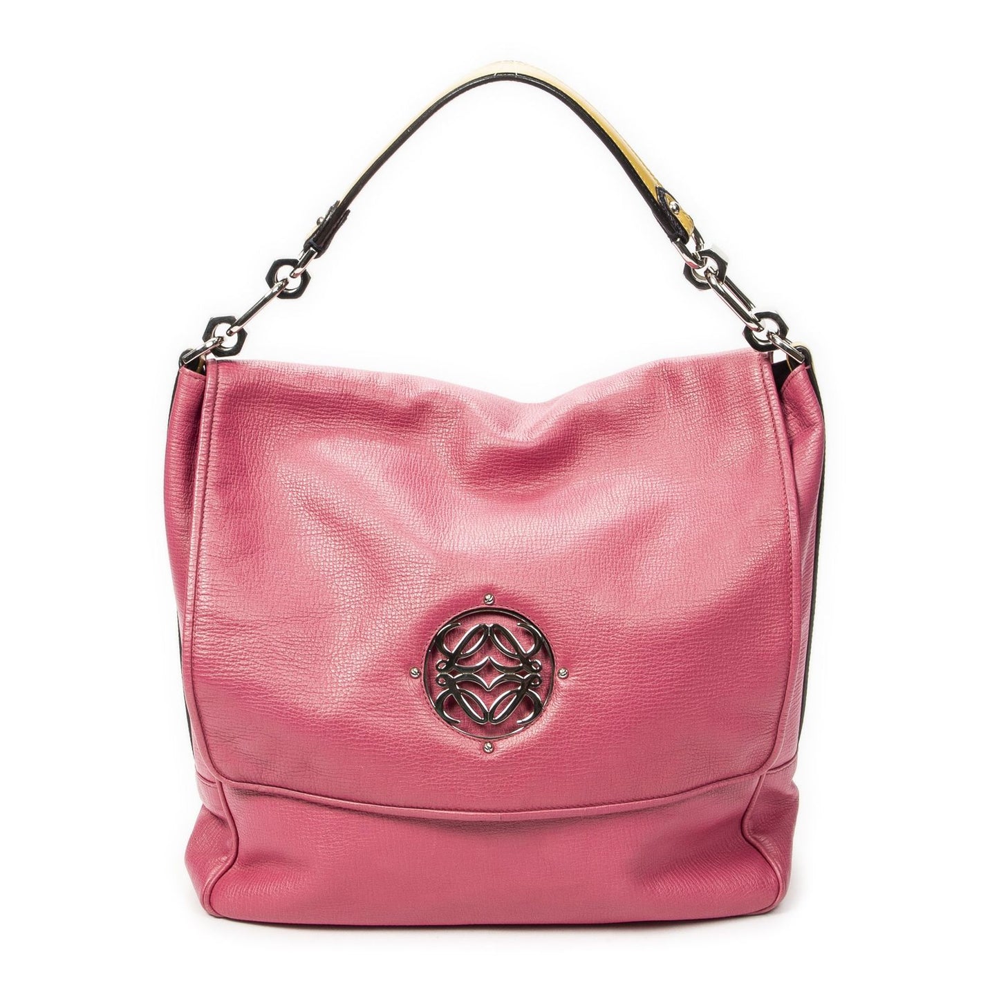 Loewe Maia Anagram Flap Top Handle Pink Gray Calfskin Leather