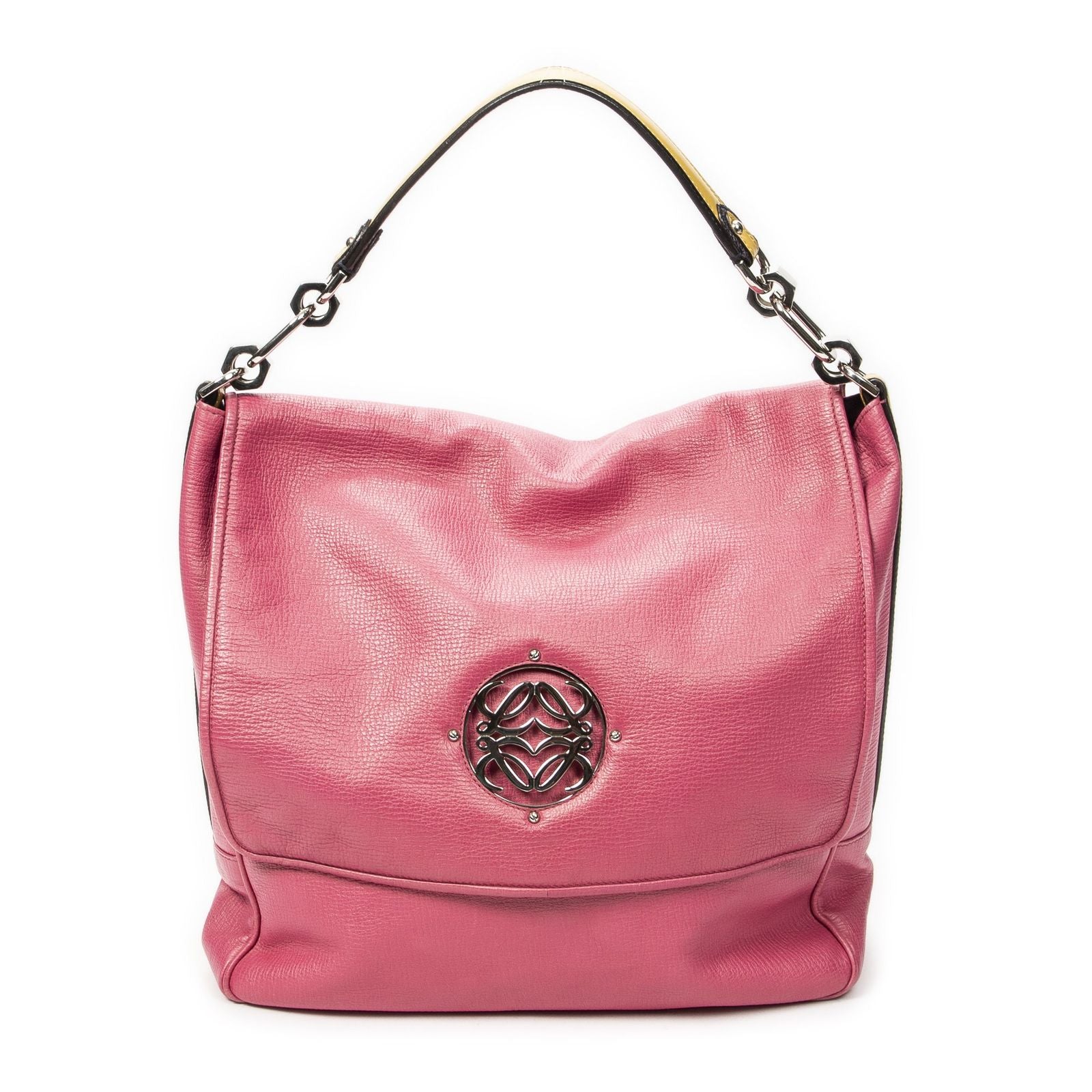 Loewe Maia Anagram Flap Top Handle Pink Gray Calfskin Leather