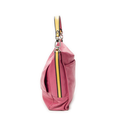 Loewe Maia Anagram Flap Top Handle Pink Gray Calfskin Leather