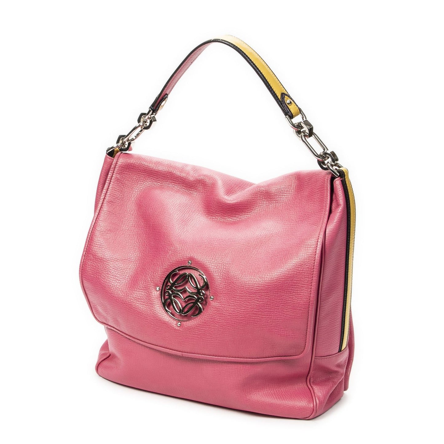 Loewe Maia Anagram Flap Top Handle Pink Gray Calfskin Leather