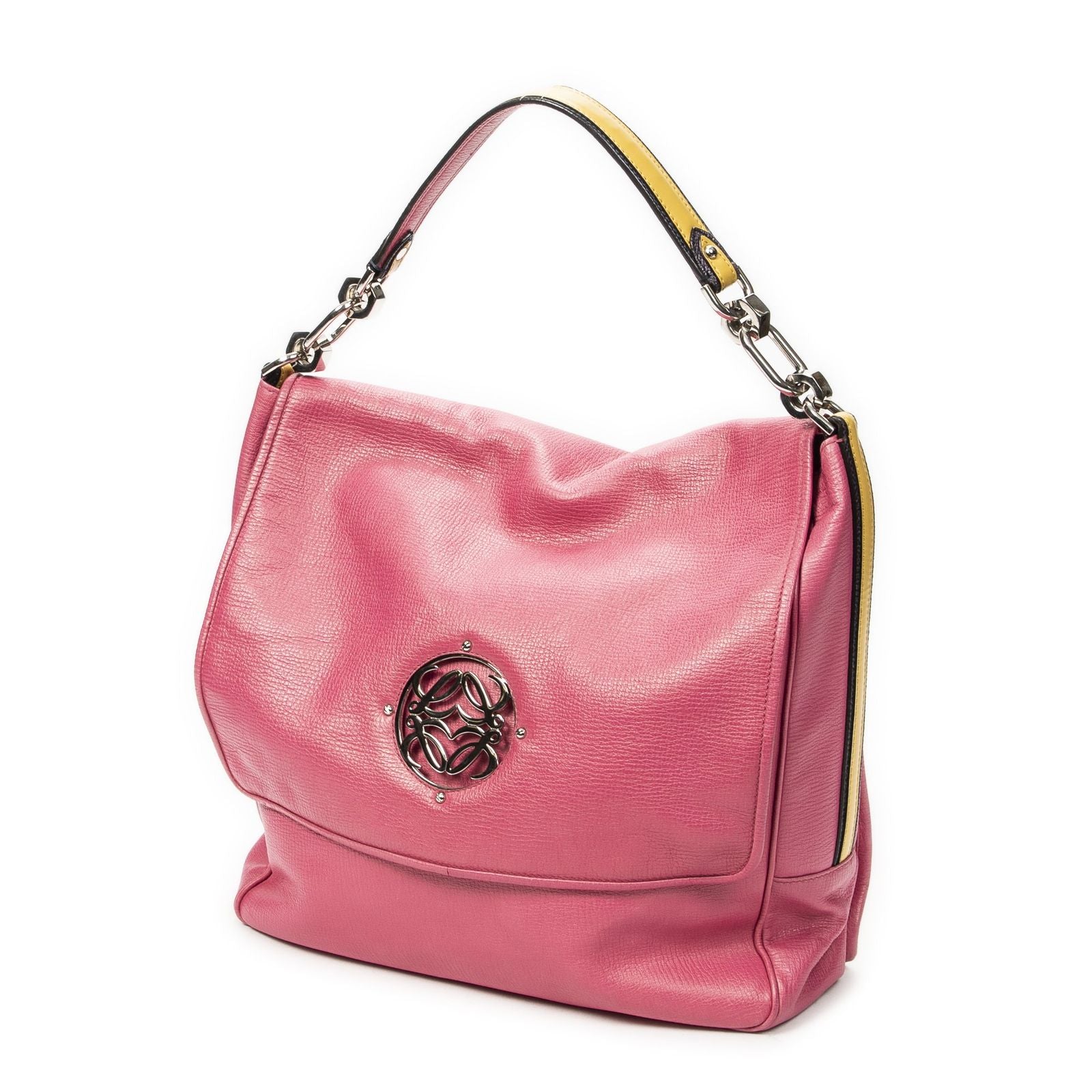 Loewe Maia Anagram Flap Top Handle Pink Gray Calfskin Leather