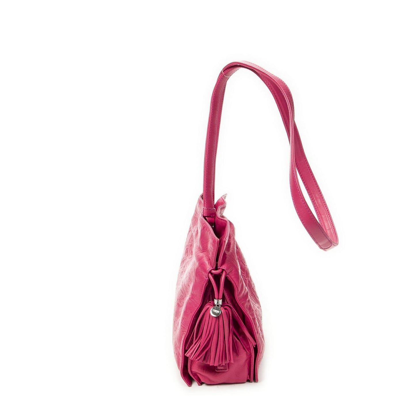 Loewe Small Tassel Flamenco Fuchsia Pink Embossed Leather