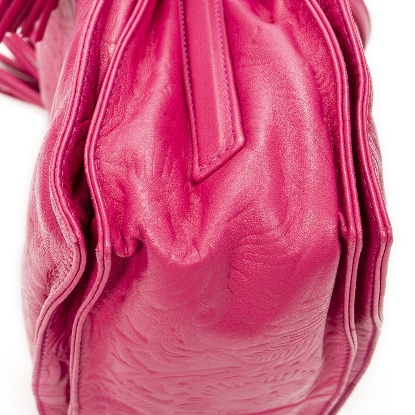 Loewe Small Tassel Flamenco Fuchsia Pink Embossed Leather