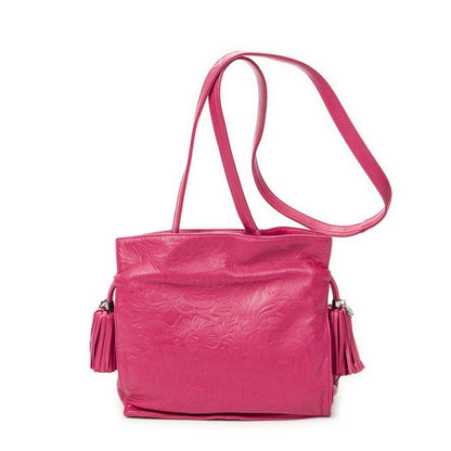 Loewe Small Tassel Flamenco Fuchsia Pink Embossed Leather