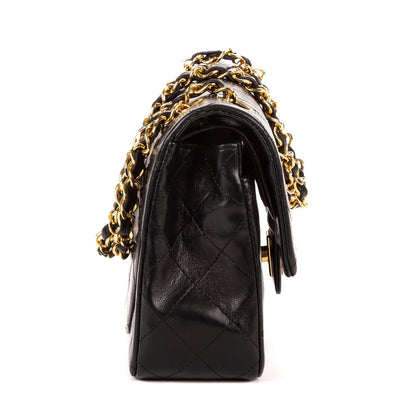 Chanel Quilted Double Flap Black Lambskin Leather