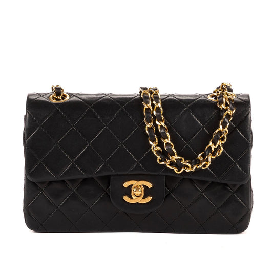 Chanel Quilted Double Flap Black Lambskin Leather