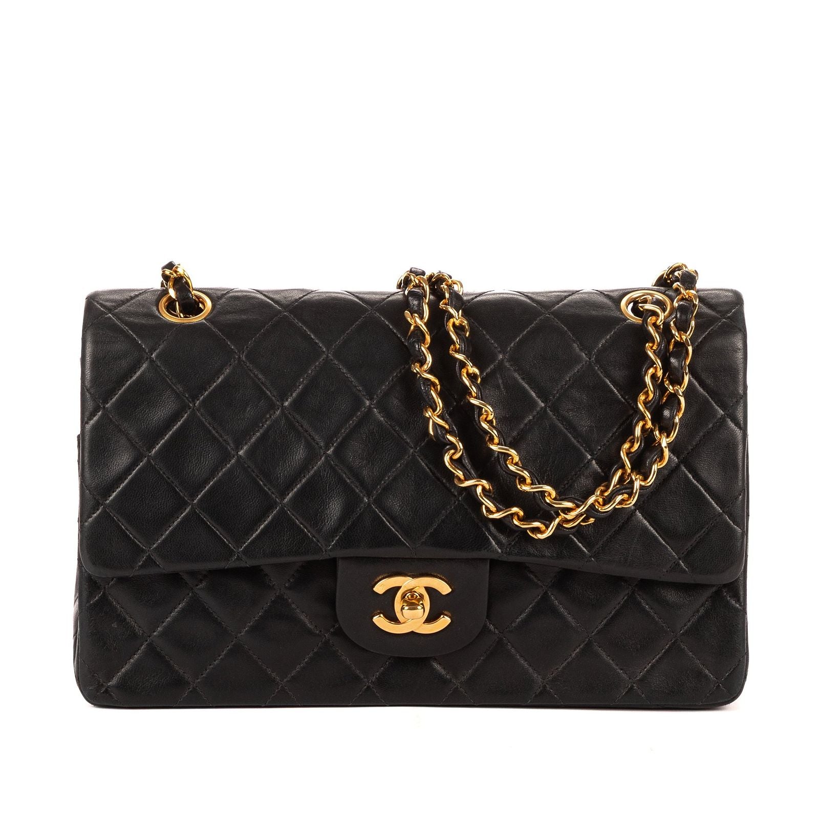 Chanel Quilted Double Flap Black Lambskin Leather