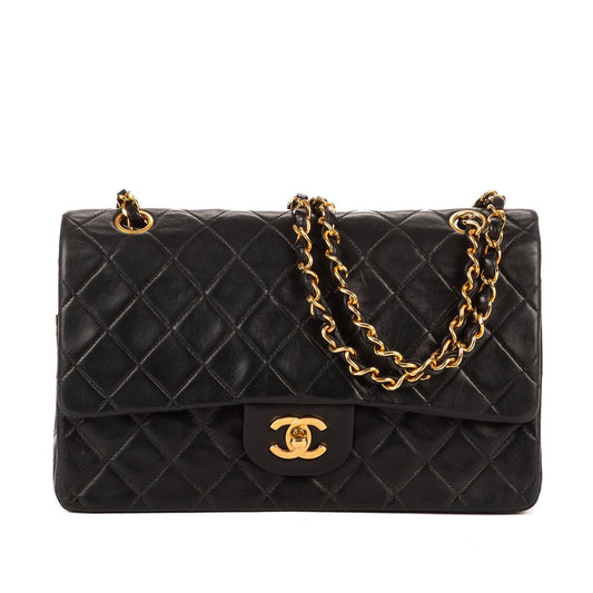 Chanel Quilted Double Flap Black Lambskin Leather