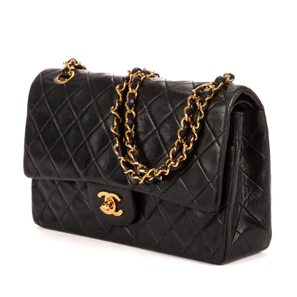 Chanel Quilted Double Flap Black Lambskin Leather