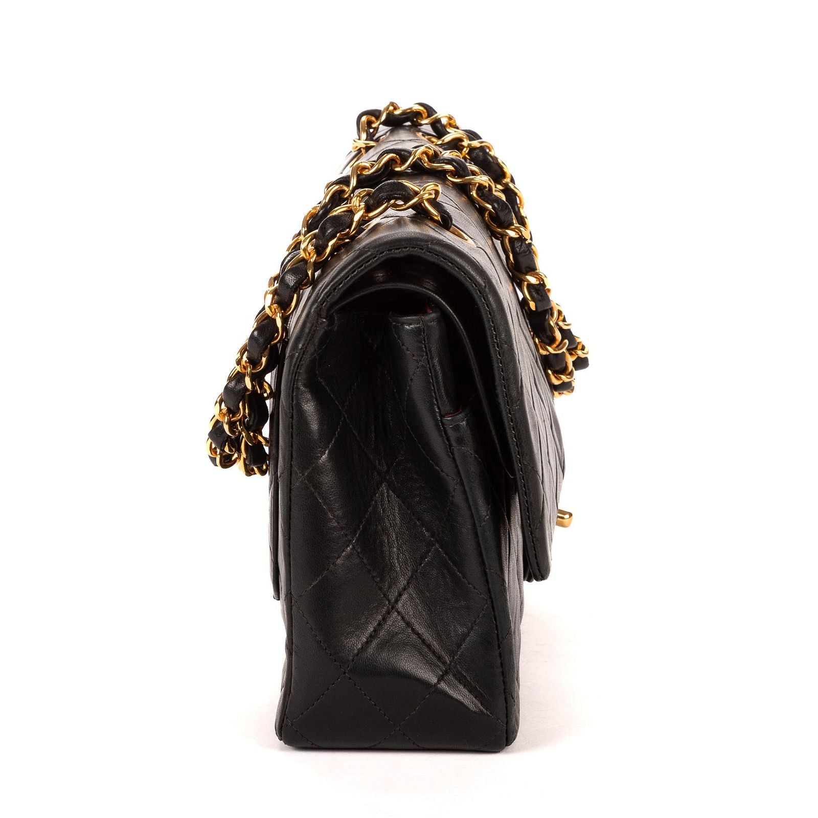Chanel Quilted Double Flap Black Lambskin Leather