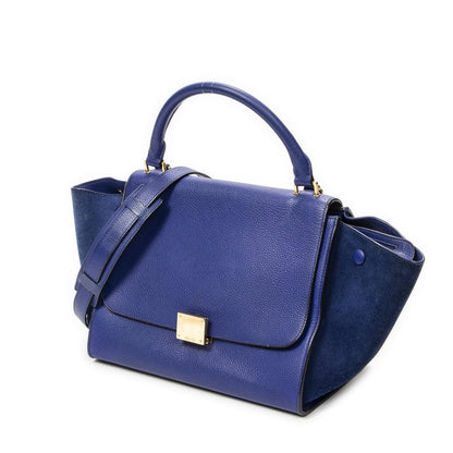 Celine Small Medium Swing Royal Blue Gray Calfskin Leather