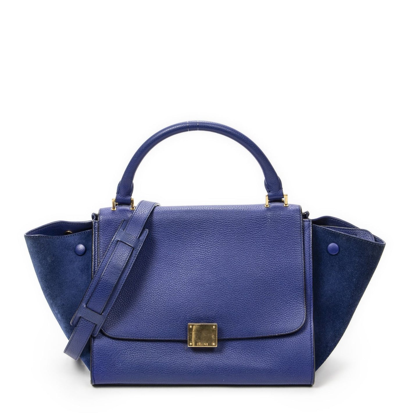 Celine Small Medium Swing Royal Blue Gray Calfskin Leather