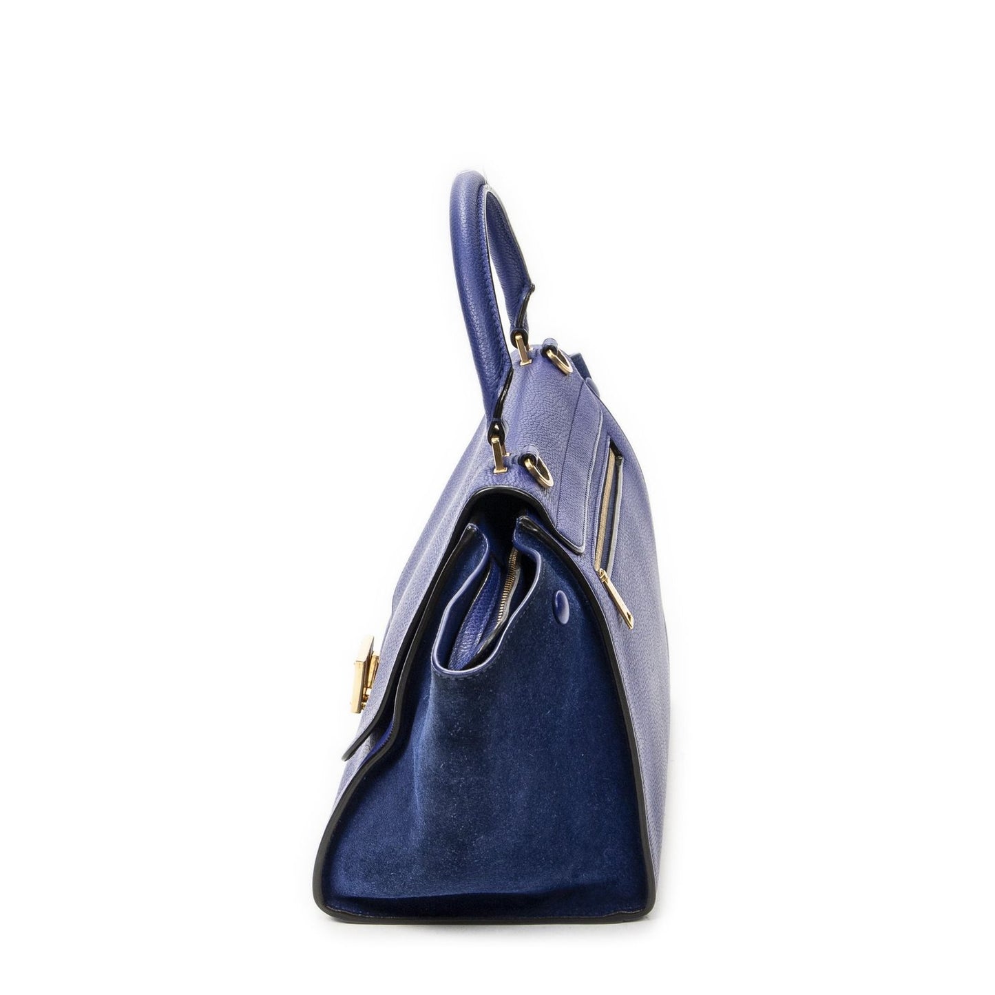 Celine Small Medium Swing Royal Blue Gray Calfskin Leather