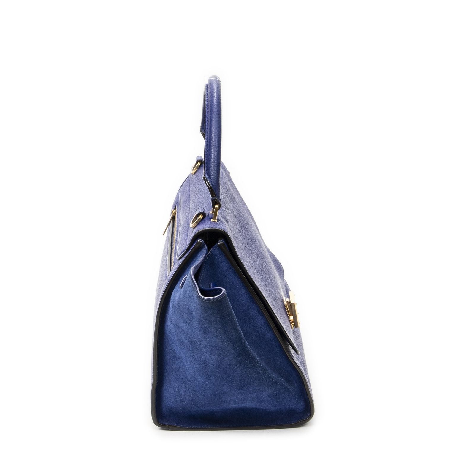 Celine Small Medium Swing Royal Blue Gray Calfskin Leather