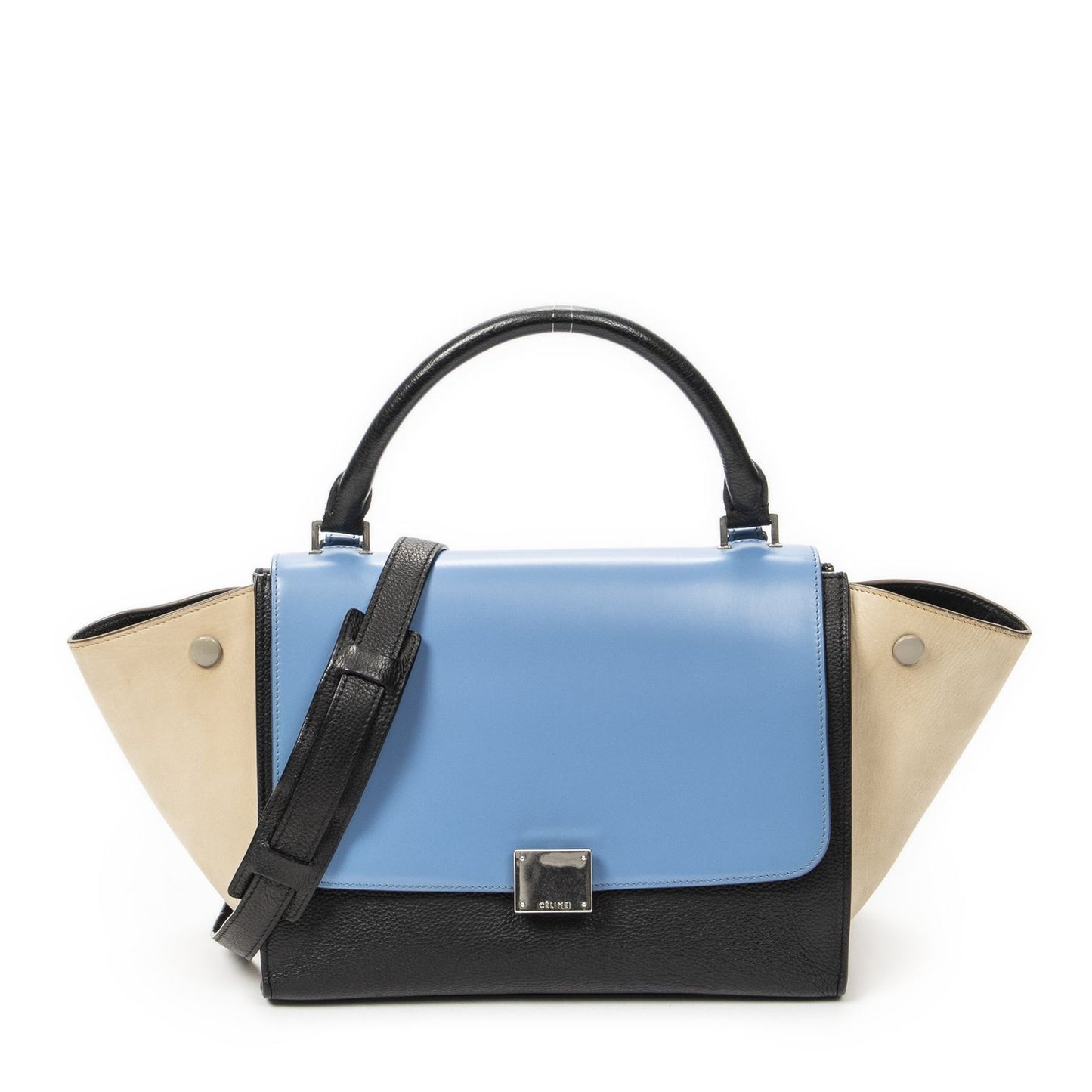 Celine Small Medium Swing Black Blue Beige Calfskin Leather