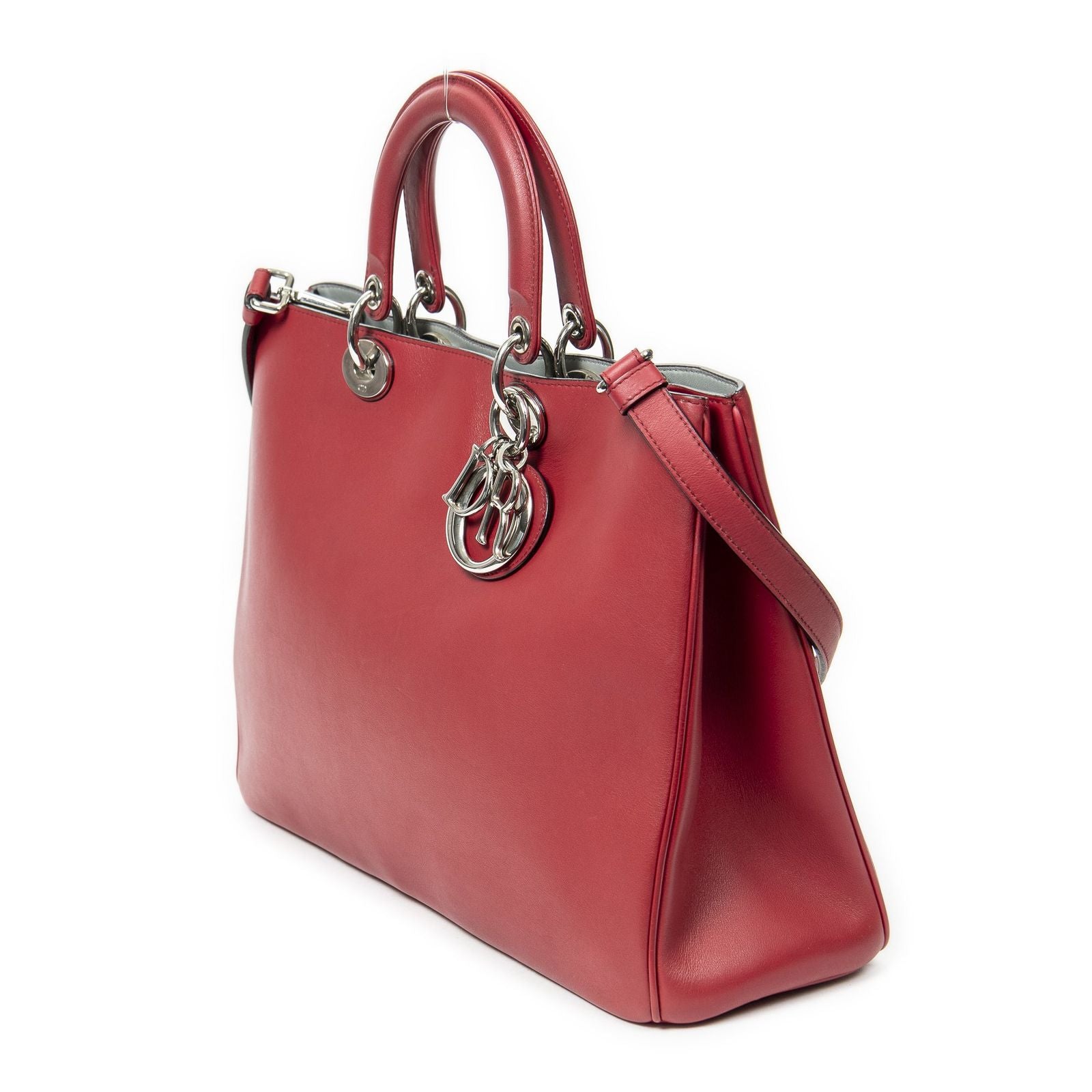 Dior Large Diorissimo Tote Red Smooth Scarf Skin Leather