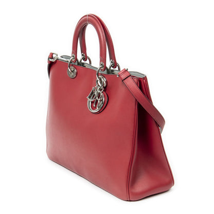Dior Large Diorissimo Tote Red Smooth Scarf Skin Leather