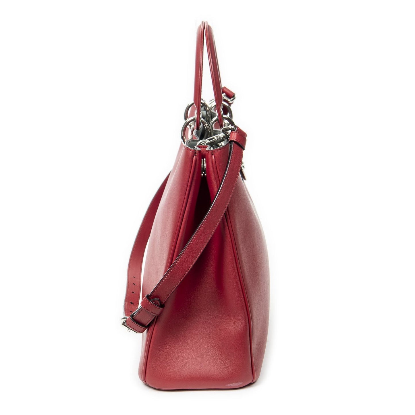 Dior Large Diorissimo Tote Red Smooth Scarf Skin Leather