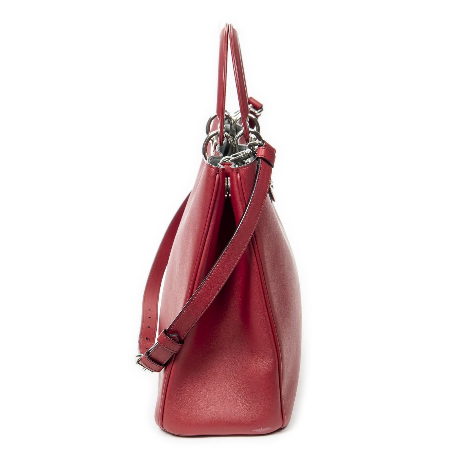 Dior Large Diorissimo Tote Red Smooth Scarf Skin Leather